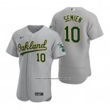 Camiseta Beisbol Hombre Oakland Athletics Marcus Semien Autentico Road Gris