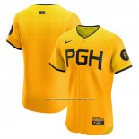 Camiseta Beisbol Hombre Pittsburgh Pirates City Connect Elite Amarillo