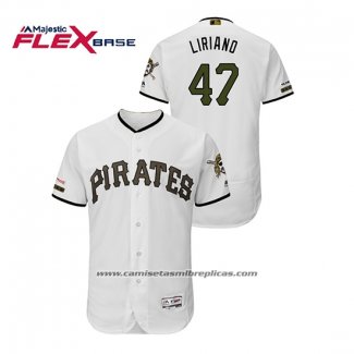 Camiseta Beisbol Hombre Pittsburgh Pirates Francisco Liriano 150th Aniversario Patch Autentico Flex Base Blanco