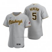 Camiseta Beisbol Hombre Pittsburgh Pirates Guillermo Heredia Autentico Road Gris