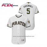 Camiseta Beisbol Hombre Pittsburgh Pirates Lonnie Chisenhall 150th Aniversario Patch Autentico Flex Base Blanco