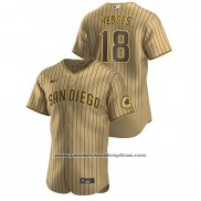 Camiseta Beisbol Hombre San Diego Padres Austin Hedges Autentico Alterno Bronceado Marron