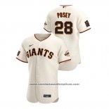 Camiseta Beisbol Hombre San Francisco Giants Buster Posey Autentico Blanco