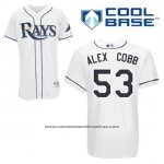 Camiseta Beisbol Hombre Tampa Bay Rays Alex Cobb 53 Blanco Primera Cool Base