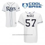 Camiseta Beisbol Hombre Tampa Bay Rays Jake Mcgee 57 Blanco Primera Cool Base