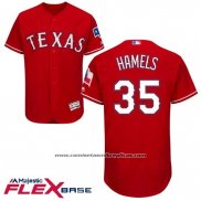 Camiseta Beisbol Hombre Texas Rangers Cole Hamels Scarlet Autentico Collection Flex Base