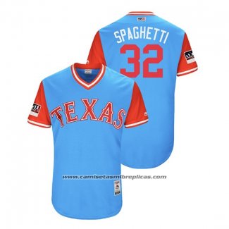 Camiseta Beisbol Hombre Texas Rangers Eddie Butler 2018 LLWS Players Weekend Spaghetti Azul