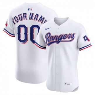 Camiseta Beisbol Hombre Texas Rangers Elite Personalizada Blanco