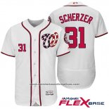 Camiseta Beisbol Hombre Washington Nationals 31 Max Scherzer Blanco 2017 Flex Base