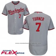 Camiseta Beisbol Hombre Washington Nationals 7 Trea Turner Gris Flex Base 7 Trea Turner Azul Flex Base