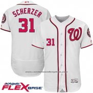 Camiseta Beisbol Hombre Washington Nationals Max Scherzer 31 Blanco Flex Base Autentico Collection Jugador