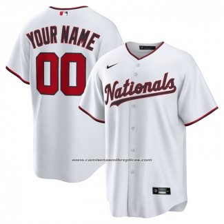 Camiseta Beisbol Hombre Washington Nationals Primera Replica Personalizada Blanco