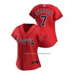 Camiseta Beisbol Mujer Atlanta Braves Dansby Swanson 2020 Replica Alterno Rojo