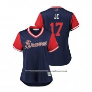 Camiseta Beisbol Mujer Atlanta Braves Johan Camargo 2018 LLWS Players Weekend Jc Azul