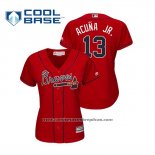 Camiseta Beisbol Mujer Atlanta Braves Ronald Acuna Jr. Cool Base Alterno 2019 Rojo