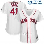 Camiseta Beisbol Mujer Boston Red Sox 41 Chris Sale Blanco 2017 Cool Base