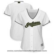 Camiseta Beisbol Mujer Cleveland Indians Personalizada 2018 Blanco