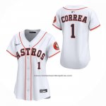 Camiseta Beisbol Mujer Houston Astros Carlos Correa Primera Limited Blanco