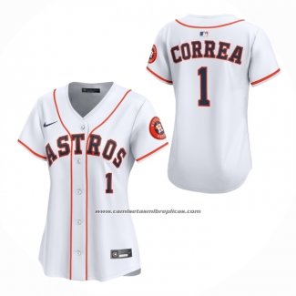 Camiseta Beisbol Mujer Houston Astros Carlos Correa Primera Limited Blanco