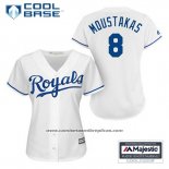 Camiseta Beisbol Mujer Kansas City Royals Mike Moustakas 8 Blanco Primera Cool Base