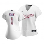 Camiseta Beisbol Mujer Los Angeles Dodgers 2021 Dia de la Madre Blanco