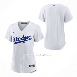 Camiseta Beisbol Mujer Los Angeles Dodgers Primera Replica Blanco