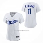 Camiseta Beisbol Mujer Los Angeles Dodgers Roki Sasaki Replica Blanco