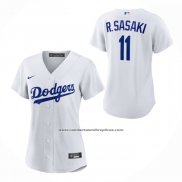 Camiseta Beisbol Mujer Los Angeles Dodgers Roki Sasaki Replica Blanco