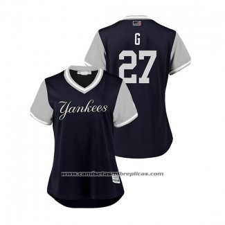 Camiseta Beisbol Mujer New York Yankees Giancarlo Stanton 2018 LLWS Players Weekend G Azul