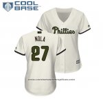 Camiseta Beisbol Mujer Philadelphia Phillies Aaron Nola 2018 Dia de los Caidos Cool Base Crema