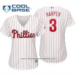 Camiseta Beisbol Mujer Philadelphia Phillies Bryce Harper Cool Base Primera Replica Blanco