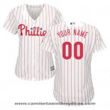 Camiseta Beisbol Mujer Philadelphia Phillies Personalizada Blanco