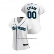 Camiseta Beisbol Mujer Seattle Mariners Personalizada 2020 Replica Primera Blanco