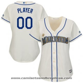 Camiseta Beisbol Mujer Seattle Mariners Personalizada Blanco2