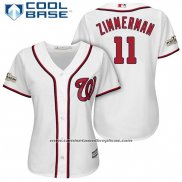 Camiseta Beisbol Mujer Washington Nationals 2017 Postemporada Ryan Zimmerman Blanco Cool Base