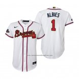 Camiseta Beisbol Nino Atlanta Braves Ozzie Albies 2022 Gold Program Replica Blanco