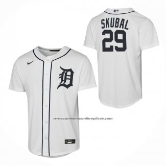 Camiseta Beisbol Nino Detroit Tigers Tarik Skubal Primera Replica Blanco