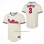 Camiseta Beisbol Nino Philadelphia Phillies Bryce Harper Alterno 2 Replica Crema