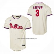 Camiseta Beisbol Nino Philadelphia Phillies Bryce Harper Alterno 2 Replica Crema