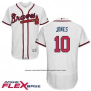 Camiseta Beisbol Hombre Atlanta Braves 10 Chipper Jones Autentico Collection Flex Base Blanco