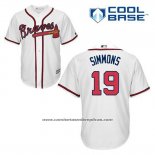 Camiseta Beisbol Hombre Atlanta Braves 19 Andrelton Simmons Blanco Primera Cool Base