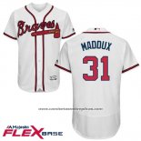 Camiseta Beisbol Hombre Atlanta Braves 31 Greg Maddux Autentico Collection Flex Base Blanco