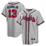 Camiseta Beisbol Hombre Atlanta Braves Ronald Acuna Jr. Cool Base Road 2019 Gris