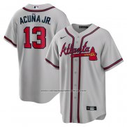 Camiseta Beisbol Hombre Atlanta Braves Ronald Acuna Jr. Cool Base Road 2019 Gris