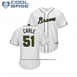 Camiseta Beisbol Hombre Atlanta Braves Shane Carle 2018 Dia de los Caidos Cool Base Blanco
