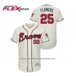 Camiseta Beisbol Hombre Atlanta Braves Tyler Flowers Autentico Flex Base Crema