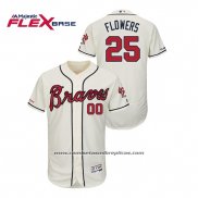 Camiseta Beisbol Hombre Atlanta Braves Tyler Flowers Autentico Flex Base Crema