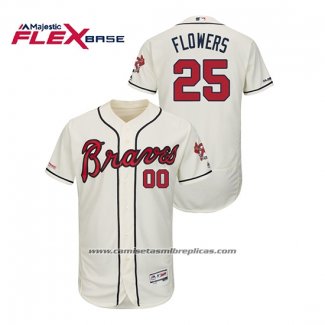 Camiseta Beisbol Hombre Atlanta Braves Tyler Flowers Autentico Flex Base Crema