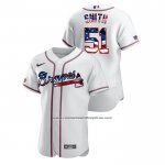 Camiseta Beisbol Hombre Atlanta Braves Will Smith 2020 Stars & Stripes 4th of July Blanco