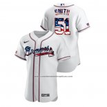 Camiseta Beisbol Hombre Atlanta Braves Will Smith 2020 Stars & Stripes 4th of July Blanco